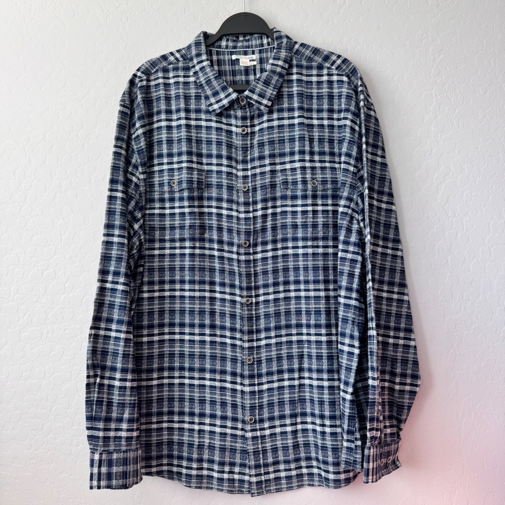 Carbon2Cobalt XXL Plaid Flannel Shirt Long Sleeve Button Up Menswear Casual